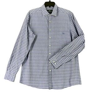 Rodd & Gunn Sports Fit Mens L Blue Gingham Check Dress Shirt Woven in Italy